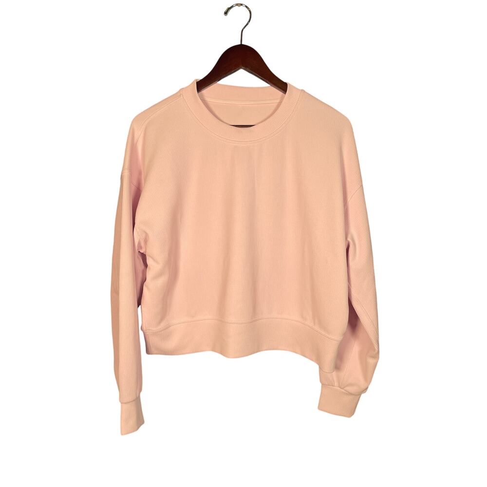 Lululemon Perfectly Oversized Sweatshirt Women’s 6 Pink LS Ribbed Crew Neck Soft